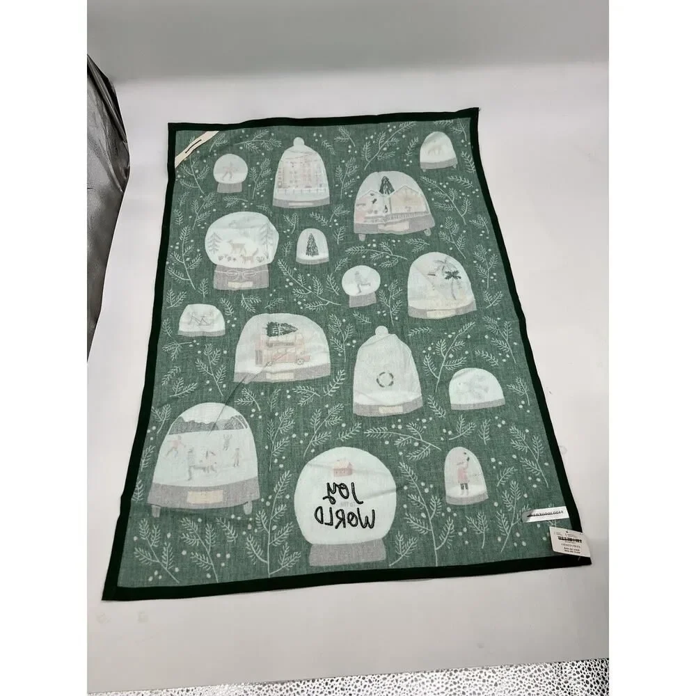 Anthropologie Joy To The World Dish Towel 28” x 21” Christmas Holiday Set Of 3